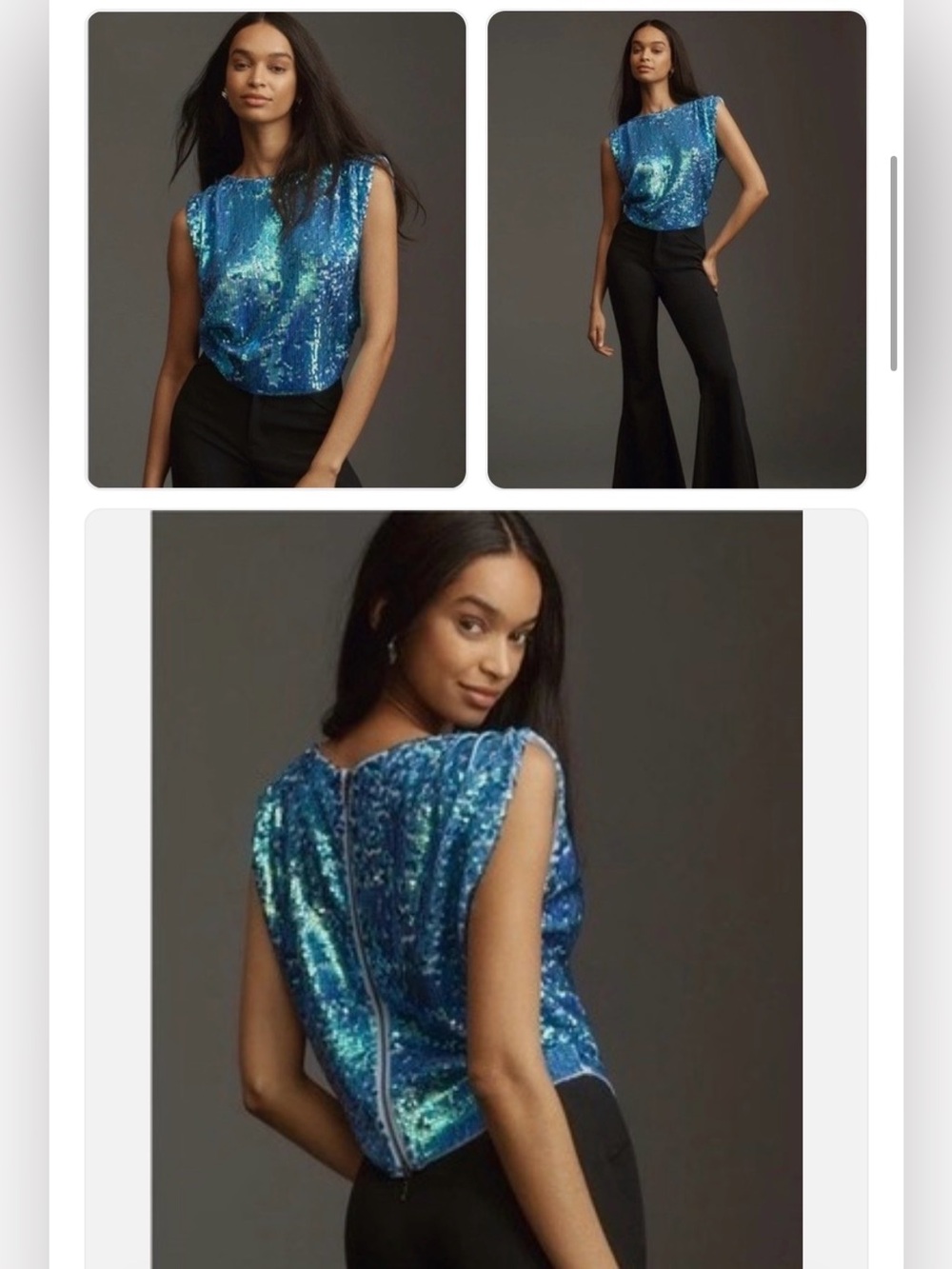 Pilcro Iridescent Blue-Purple Sequin Top